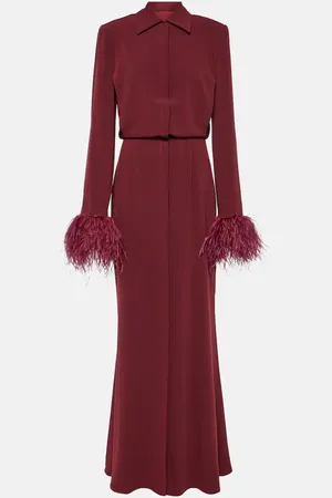 Roland Mouret Abito chemisier in crêpe di raso con piume