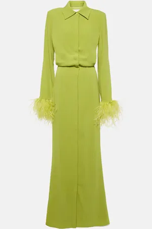 Roland Mouret Abito chemisier in crêpe di raso con piume