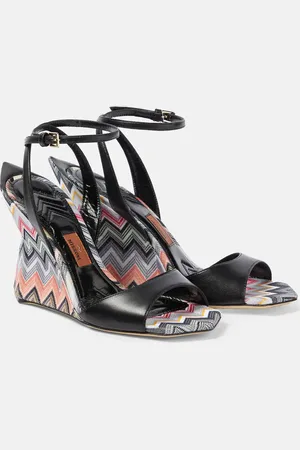 Missoni Sandali in pelle a zig-zag con zeppa