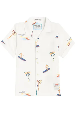 Scotch&Soda Camicia da bowling in cotone con stampa