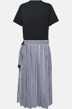 SACAI Abito midi in popeline di cotone