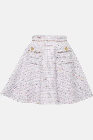 Nina Ricci Minigonna in tweed di misto cotone a vita alta