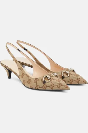Gucci Pumps slingback Horsebit in canvas GG