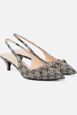 Gucci Pumps slingback Horsebit in canvas GG