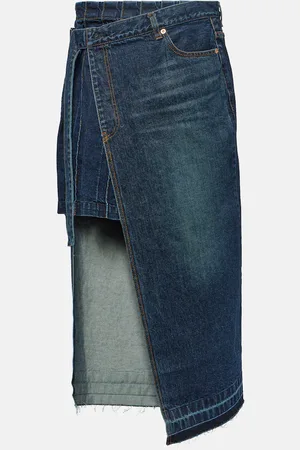 SACAI Gonna midi asimmetrica di jeans