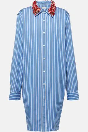 DRIES VAN NOTEN Camicia in cotone a righe con applicazioni