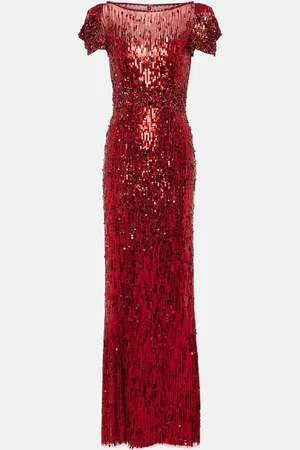 Jenny Packham Abito lungo Sungem con paillettes