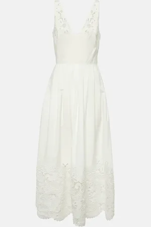 VALENTINO Abito midi in sangallo di cotone