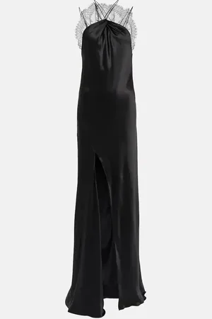 Givenchy Abito lungo in raso di seta con pizzo