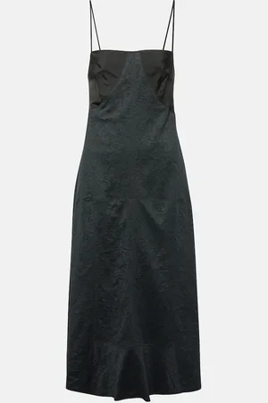 Jil Sander Abito midi in misto cotone con pizzo