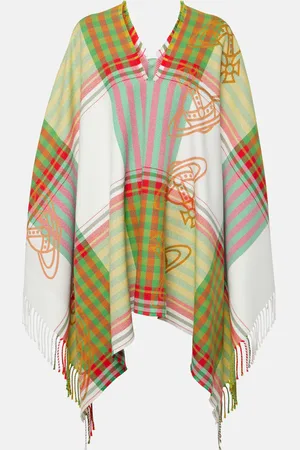 Vivienne Westwood Poncho Combat in lana tartan e cotone