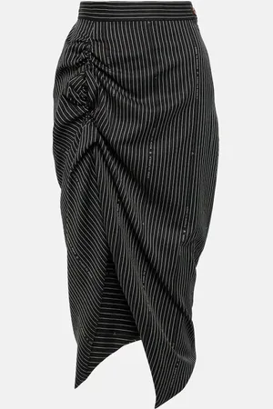 Vivienne Westwood Gonna midi in lana e cotone a righe