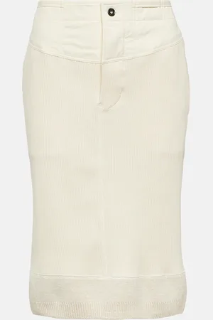 Bottega Veneta Gonna midi in misto cotone a coste