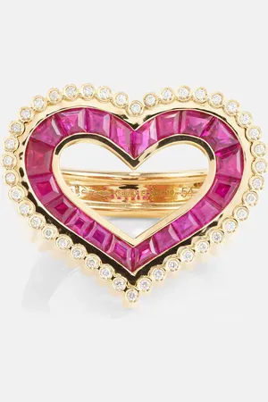 Marie Lichtenberg Anello Love Ring in 18kt con diamanti e rubini