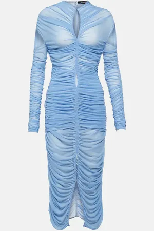 MUGLER Abito midi drappeggiato in mesh