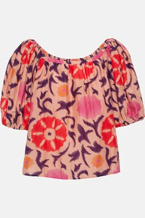 Velvet Top Edlin in cotone e seta con stampa