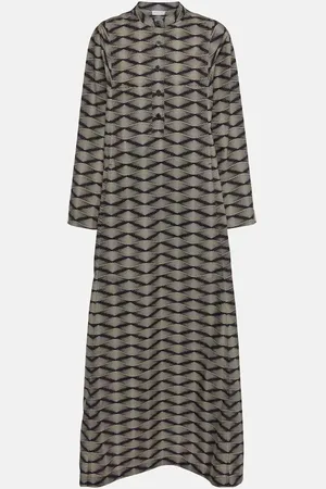DRIES VAN NOTEN Abito lungo in popeline di cotone