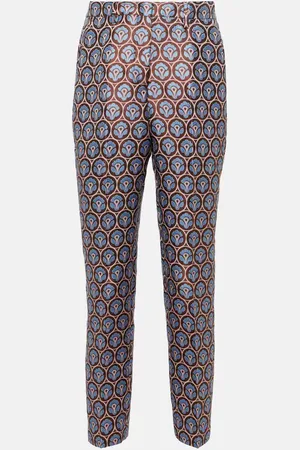Etro Pantaloni slim cropped in lana jacquard