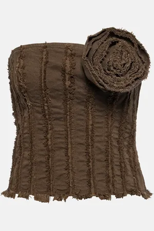 BLUMARINE Corsetto di jeans con applicazione floreale