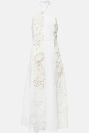 Oscar de la Renta Abito midi in cotone con pizzo