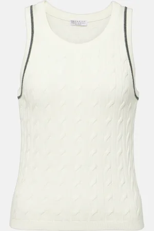 Brunello Cucinelli Top in cotone a trecce