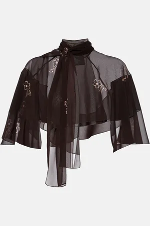 Prada Top cropped in georgette con stampa