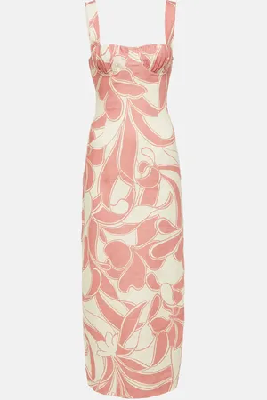 SIR Abito midi Belletto in lino con stampa