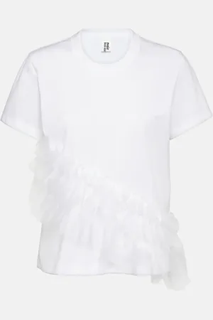 NOIR KEI NINOMIYA T-shirt in jersey di cotone con tulle