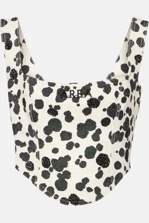 AREA Top di jeans Dalmatian con cristalli