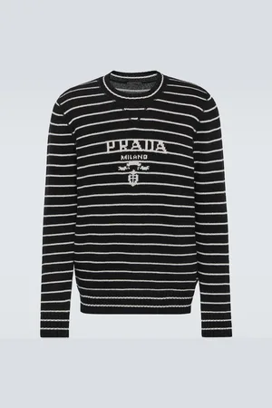 Prada Pullover in lana e cashmere a righe con logo