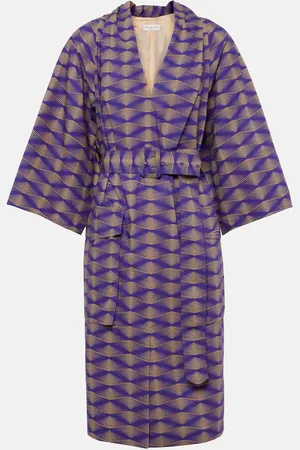 DRIES VAN NOTEN Abito midi in popeline di cotone con stampa