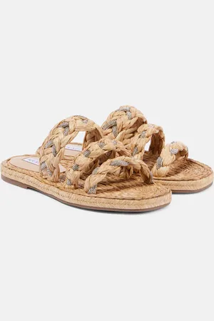 Aquazzura Sandali Costiera in rafia con cristalli