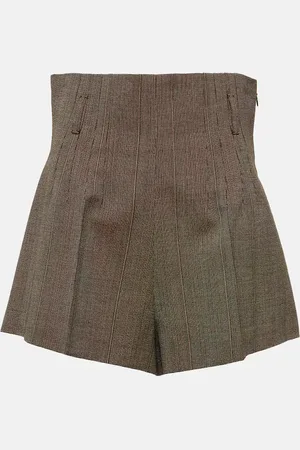 Prada Shorts gessati in lana a vita alta