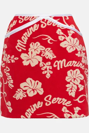 Marine Serre Minigonna in jacquard con pelle