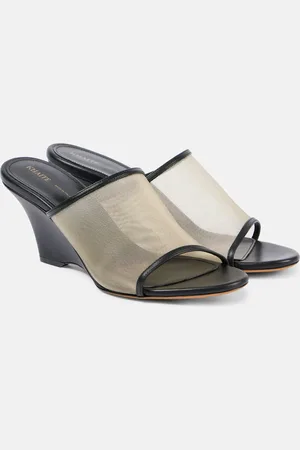 Khaite Sandali Marion in pelle e mesh con zeppa