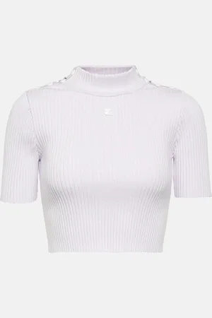 Courrèges Courrèges Top cropped in maglia a coste con logo