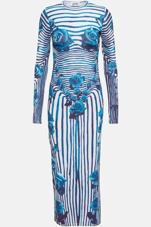Jean Paul Gaultier Abito midi in jersey con stampa floreale