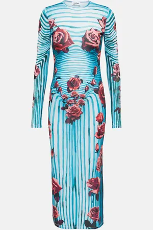 Jean Paul Gaultier Abito midi in jersey con stampa floreale