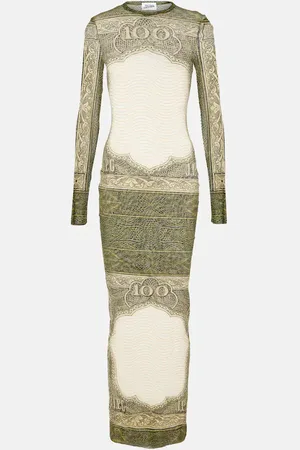 Jean Paul Gaultier Abito lungo in mesh con stampa