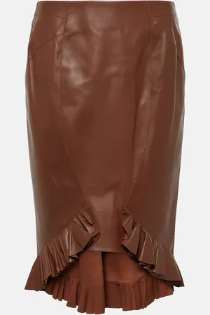 Tom Ford Gonna midi in pelle con volant