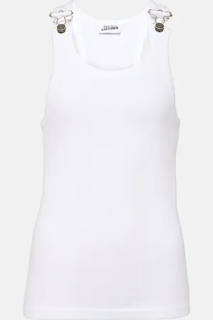 Jean Paul Gaultier Tank top in jersey di cotone a coste