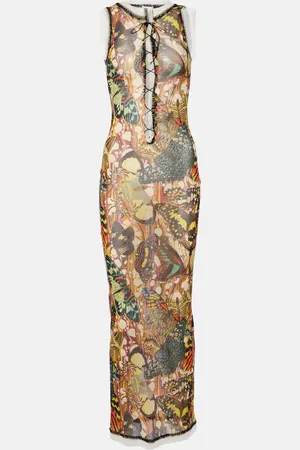 Jean Paul Gaultier Abito lungo in mesh con pizzo