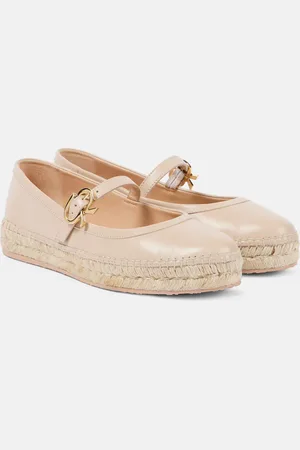 Gianvito Rossi Ballerine espadrillas in pelle e rafia