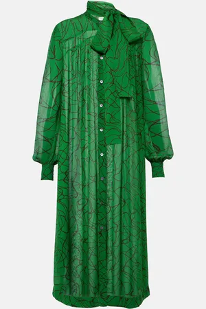 DRIES VAN NOTEN Abito midi in georgette con stampa