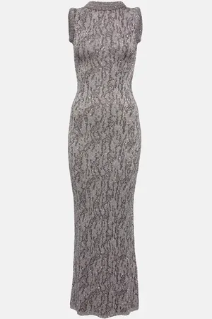 Acne Studios Abito lungo in jacquard con paillettes