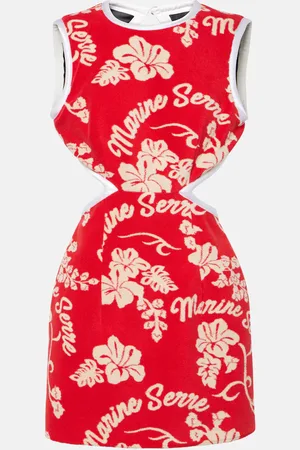 Marine Serre Miniabito in jacquard con cut-out