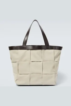 Bottega Veneta Borsa Pleated Arco Tote in canvas e pelle