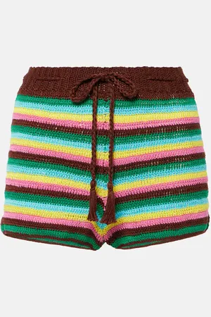 ANNA KOSTUROVA Shorts in crochet di cotone a righe
