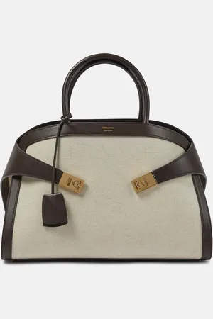 Salvatore Ferragamo Borsa Hug Medium in canvas e pelle