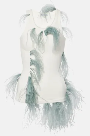 Acne Studios Tank top in misto cotone con piume